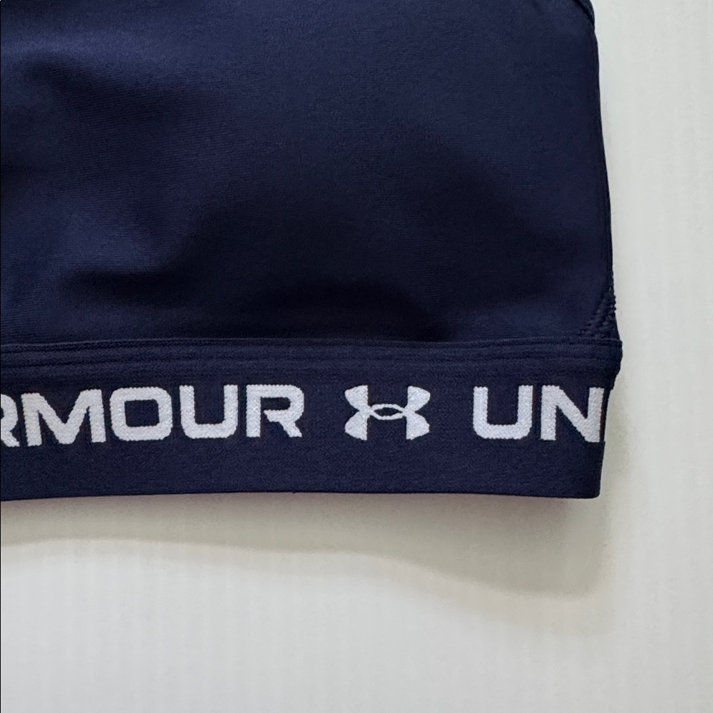 Under Armour Crossback Mid Navy Sports Bra Womens Small NWT - Picture 2 of 7